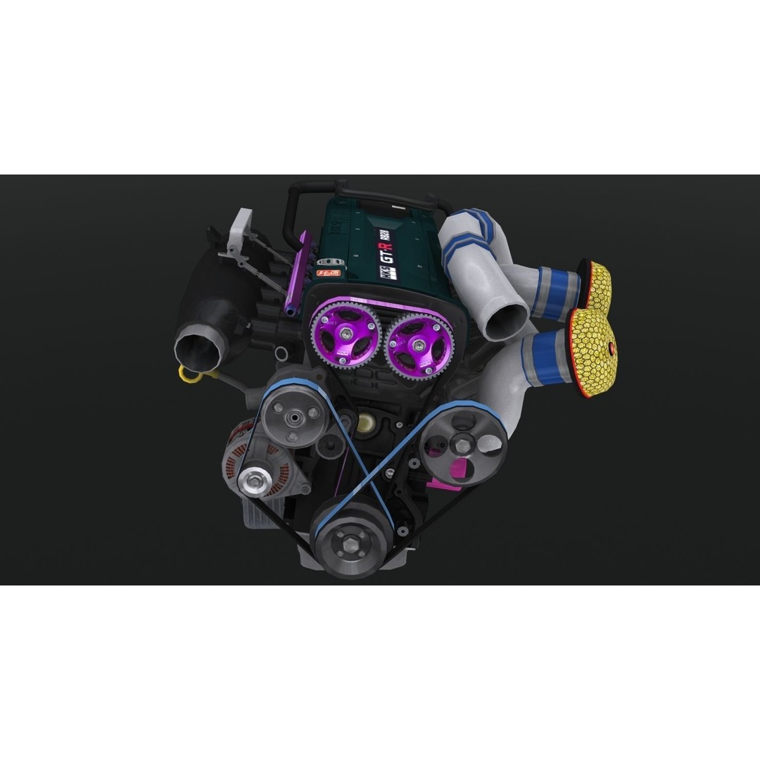 Nissan RB28 Twin Turbo 3D Model – Low Poly Engine Asset, FBX, OBJ - View 15
