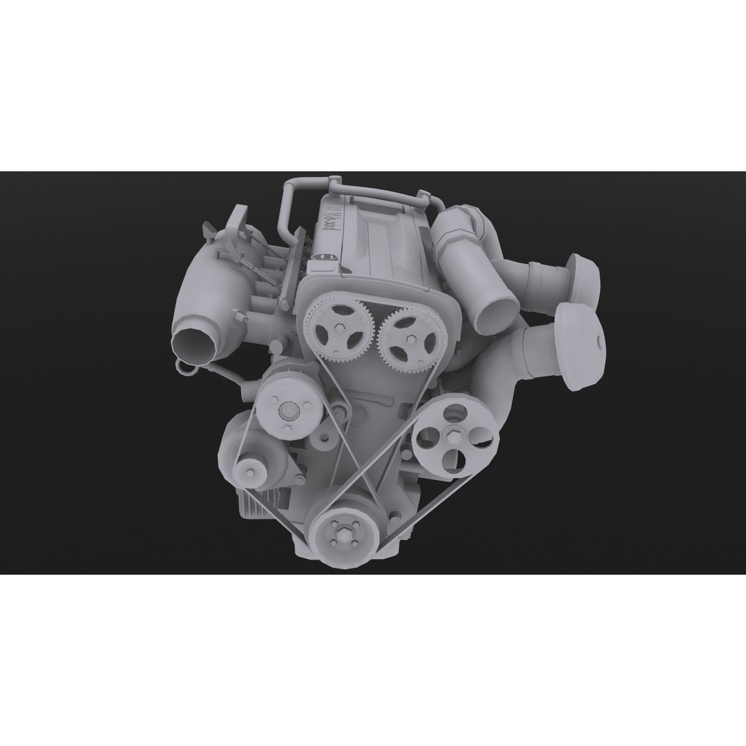 Nissan RB28 Twin Turbo 3D Model – Low Poly Engine Asset, FBX, OBJ - View 16