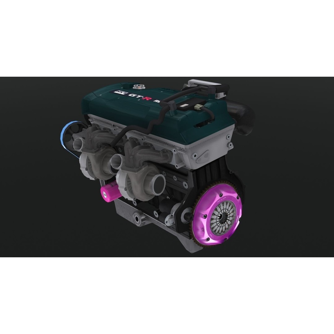 Nissan RB28 Twin Turbo 3D Model – Low Poly Engine Asset, FBX, OBJ - View 20