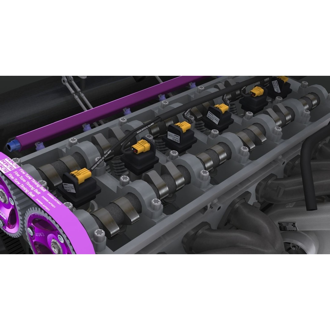 Nissan RB28 Twin Turbo 3D Model – Low Poly Engine Asset, FBX, OBJ - View 22