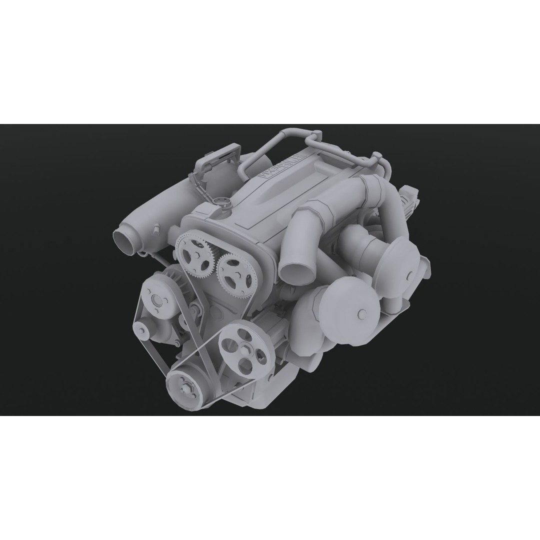 Nissan RB28 Twin Turbo 3D Model – Low Poly Engine Asset, FBX, OBJ - View 4