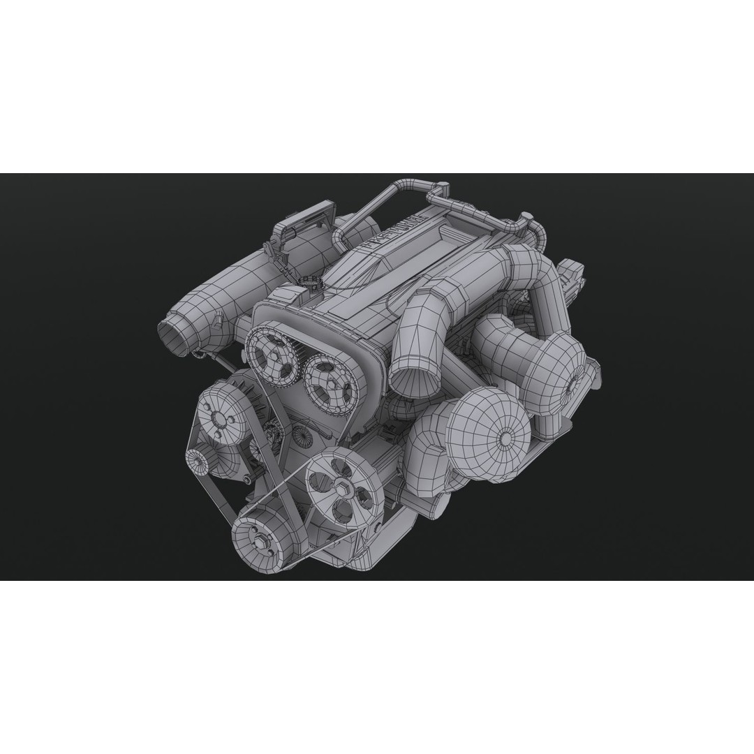Nissan RB28 Twin Turbo 3D Model – Low Poly Engine Asset, FBX, OBJ - View 5