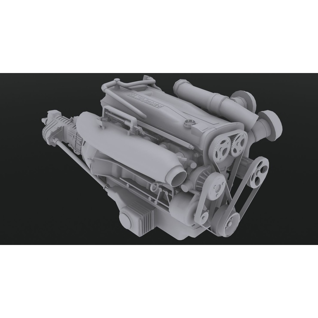 Nissan RB28 Twin Turbo 3D Model – Low Poly Engine Asset, FBX, OBJ - View 7