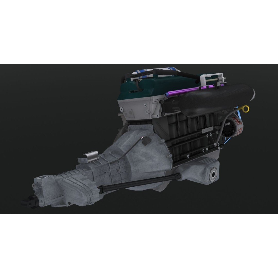 Nissan RB28 Twin Turbo 3D Model – Low Poly Engine Asset, FBX, OBJ - View 9