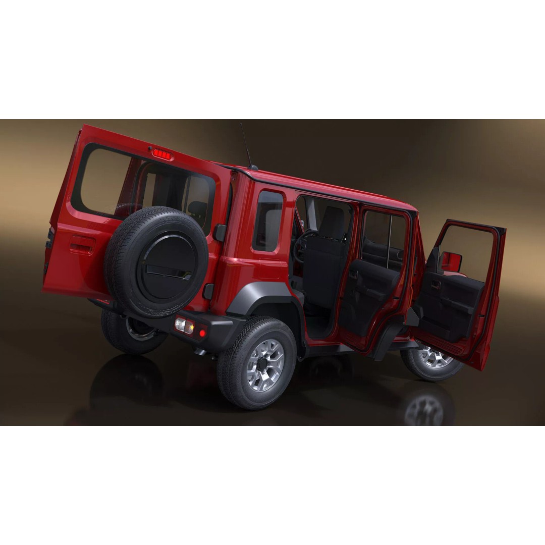 Red SUV 3D Model – Rigged Compact Off-Road Vehicle, FBX, PBR - View 11