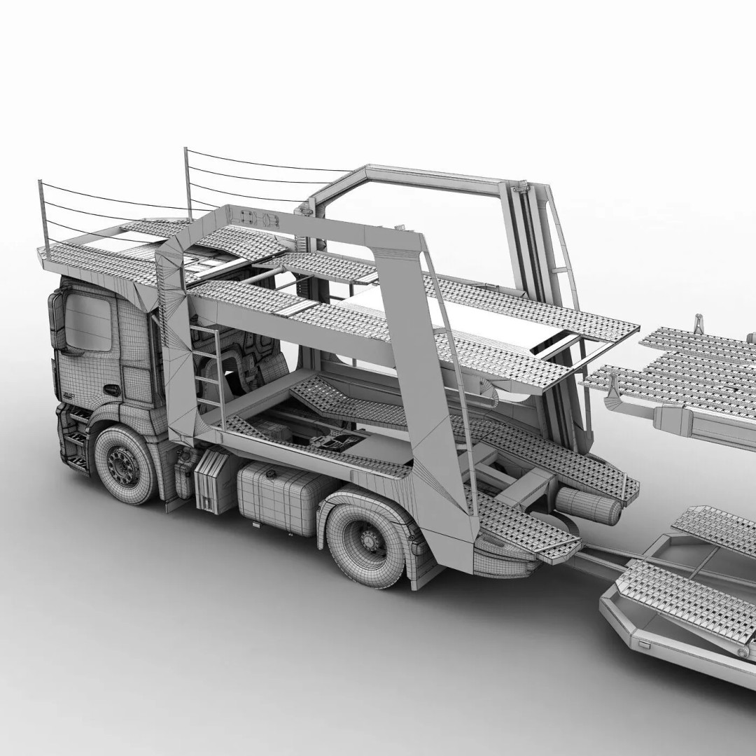 Mercedes-Benz Antos 3D Model – Realistic Truck Transporter, FBX, OBJ - View 34