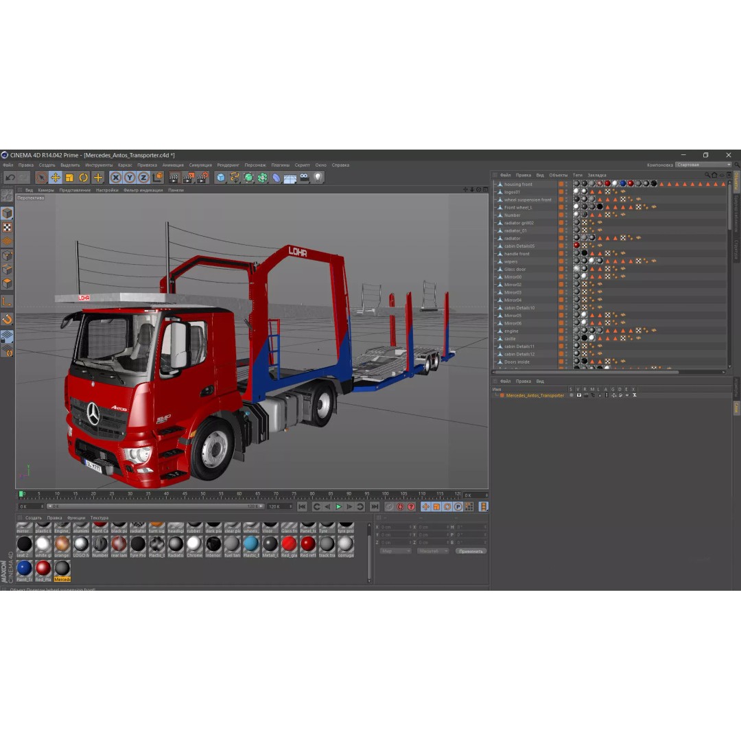 Mercedes-Benz Antos 3D Model – Realistic Truck Transporter, FBX, OBJ - View 39