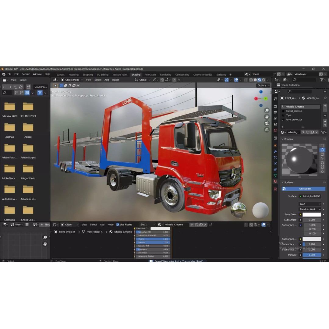 Mercedes-Benz Antos 3D Model – Realistic Truck Transporter, FBX, OBJ - View 8
