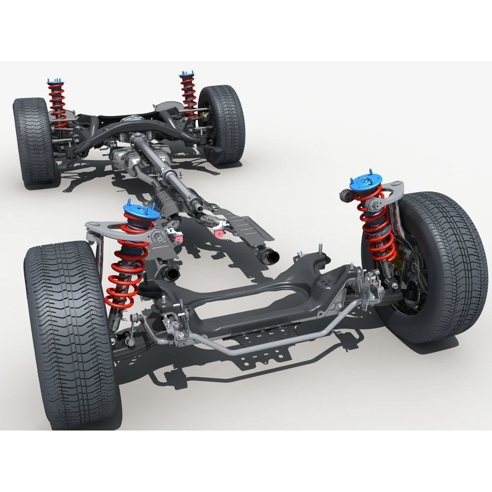 Car Chassis 3D Model – High Poly Vehicle Part with Engine, FBX - View 11