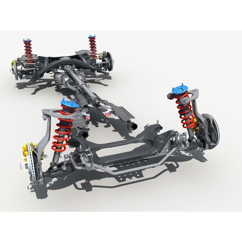 Car Chassis 3D Model – High Poly Vehicle Part with Engine, FBX - View 12