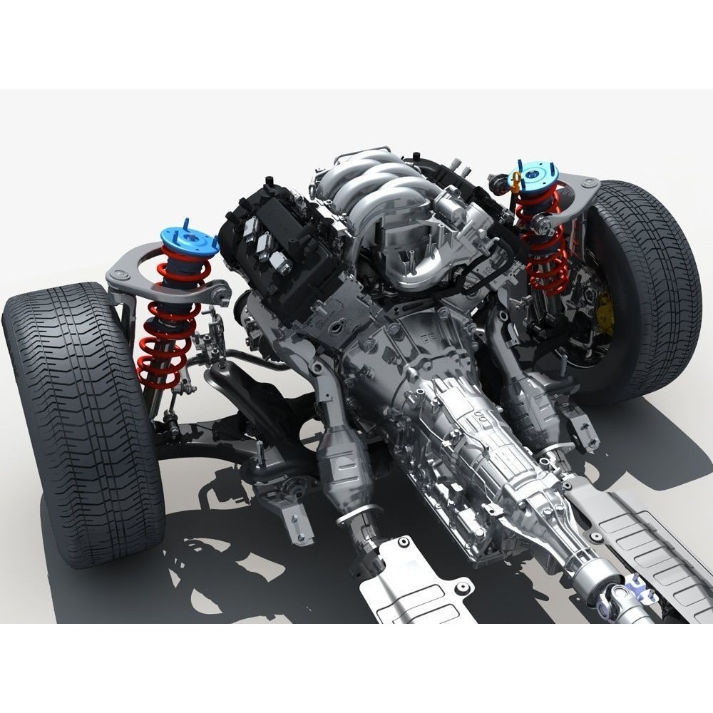 Car Chassis 3D Model – High Poly Vehicle Part with Engine, FBX - View 14