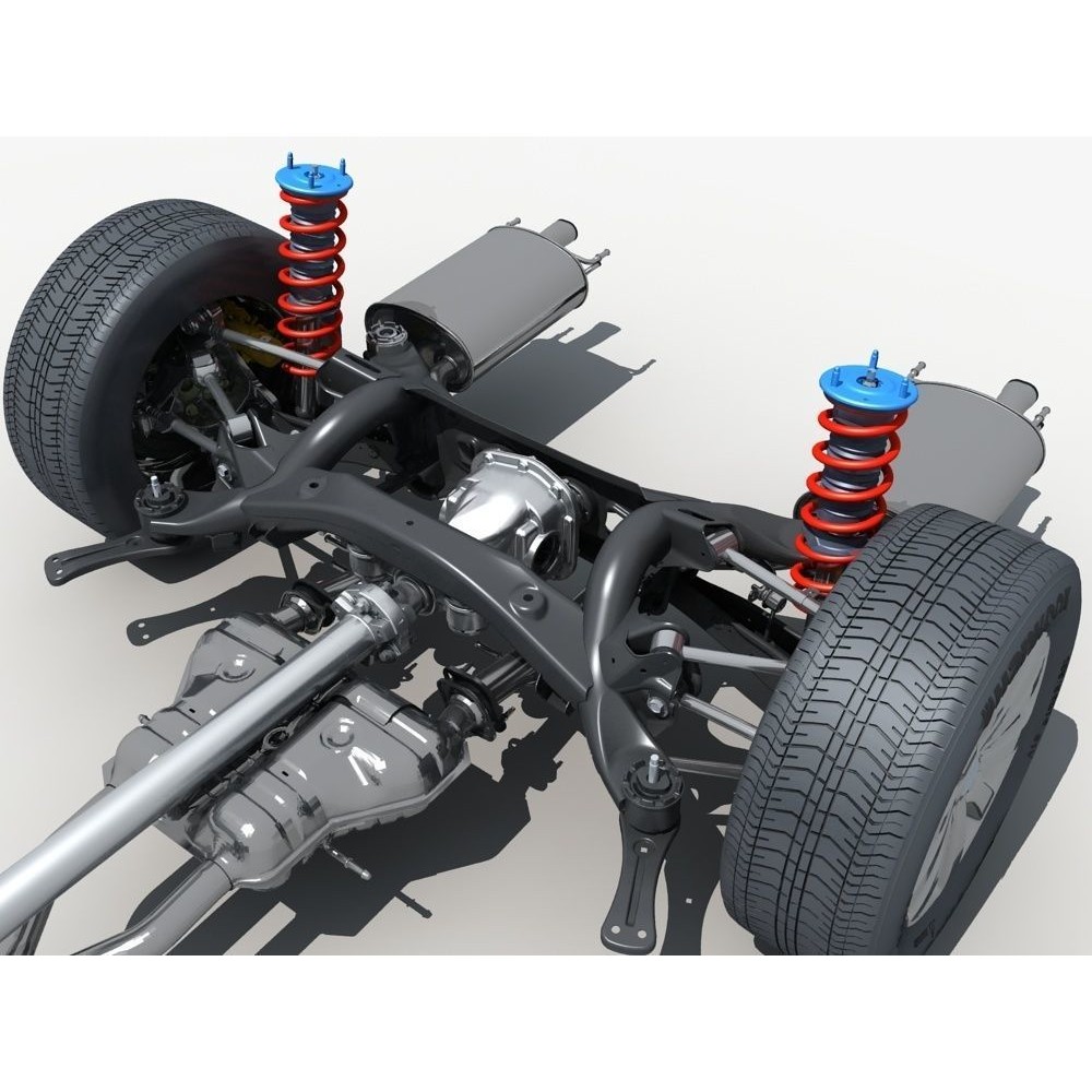 Car Chassis 3D Model – High Poly Vehicle Part with Engine, FBX - View 16