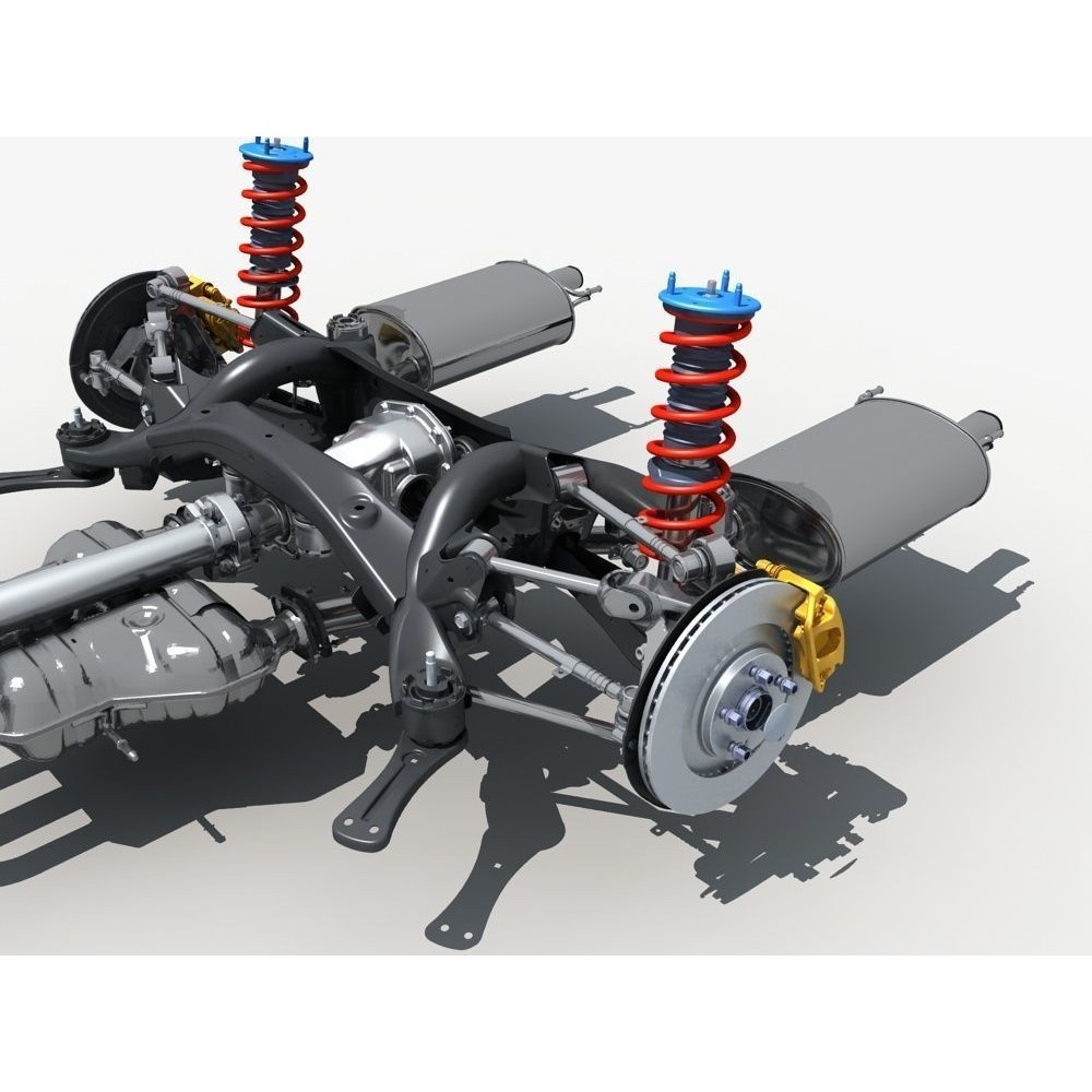 Car Chassis 3D Model – High Poly Vehicle Part with Engine, FBX - View 17