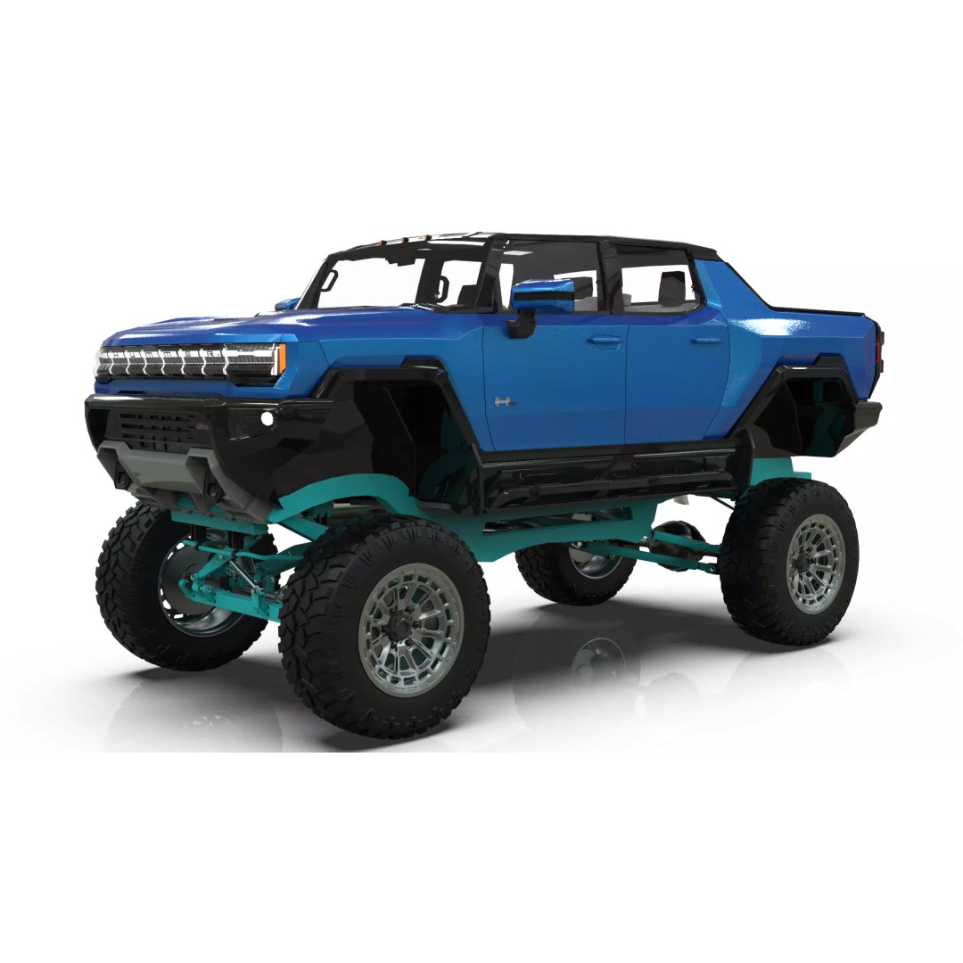 Hummer EV 3D Model – Lifted Monster Truck, Game Ready, Blender - View 11