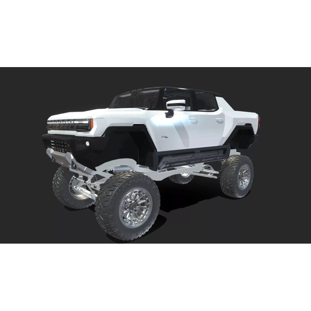 Hummer EV 3D Model – Lifted Monster Truck, Game Ready, Blender - View 16