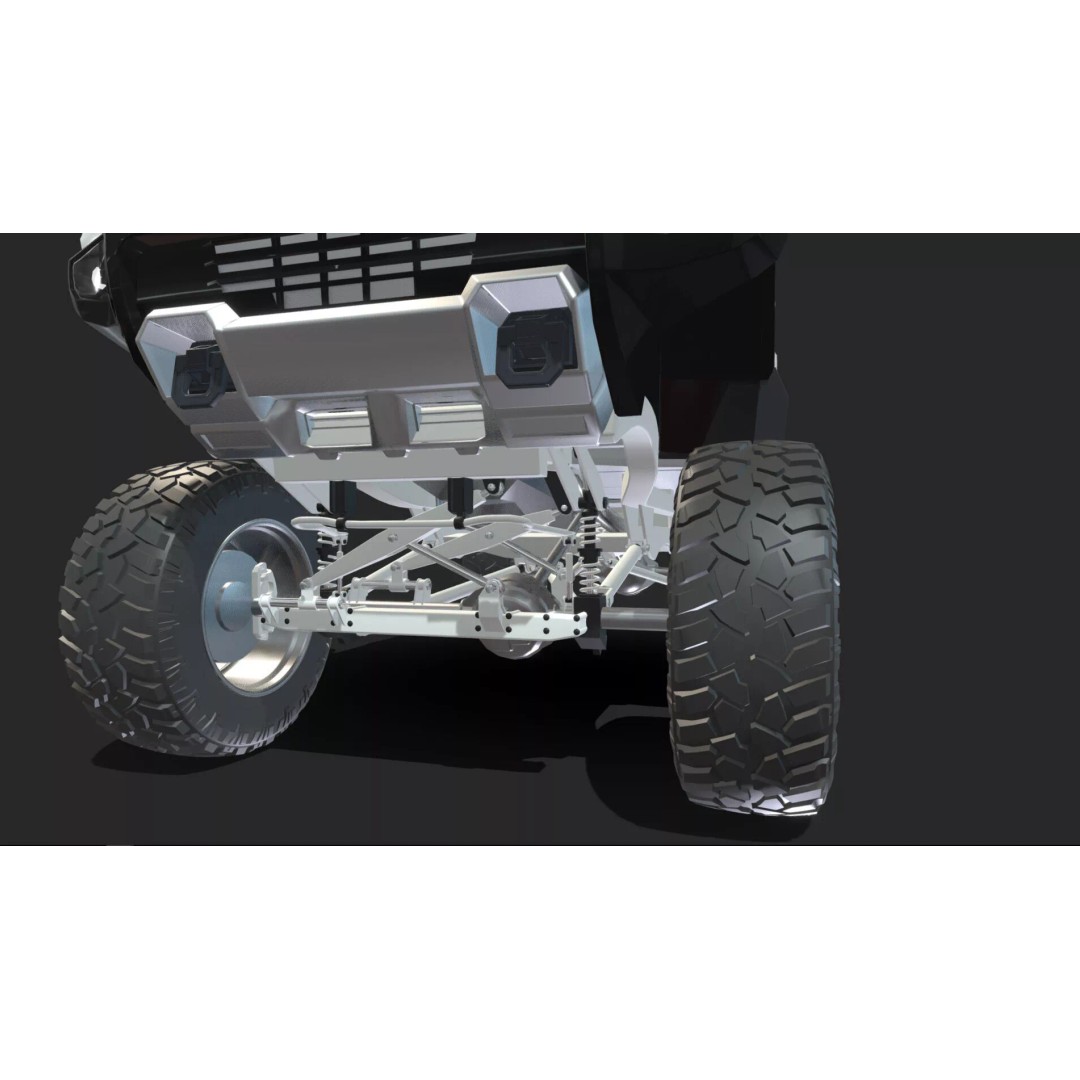 Hummer EV 3D Model – Lifted Monster Truck, Game Ready, Blender - View 18