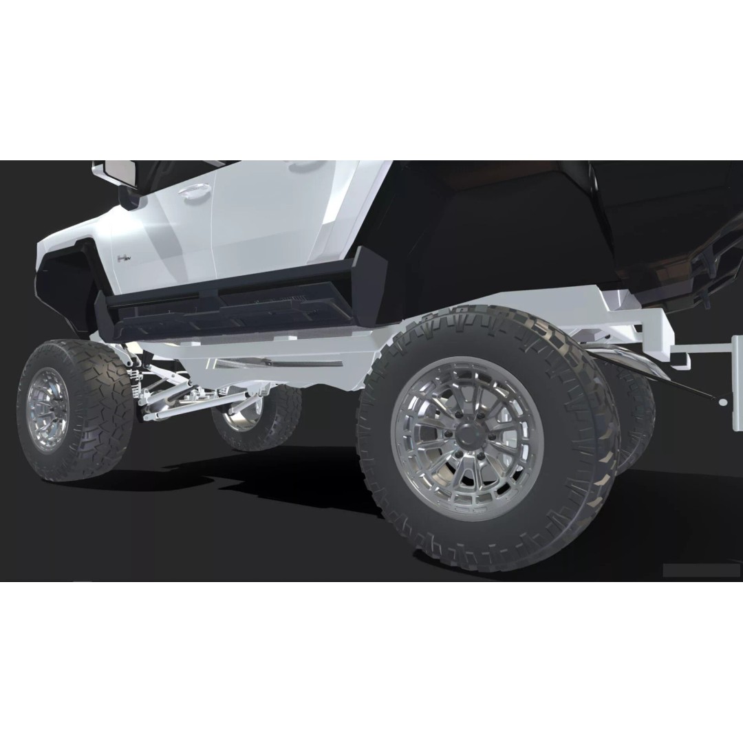 Hummer EV 3D Model – Lifted Monster Truck, Game Ready, Blender - View 19