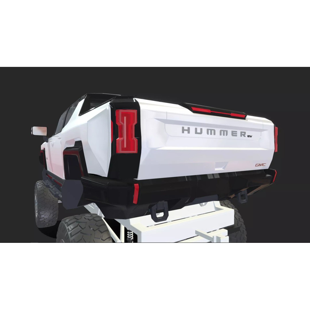Hummer EV 3D Model – Lifted Monster Truck, Game Ready, Blender - View 20