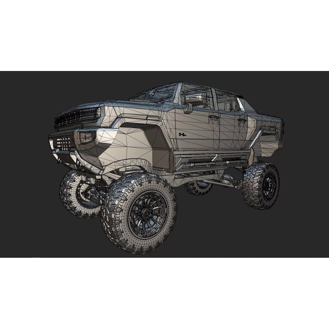 Hummer EV 3D Model – Lifted Monster Truck, Game Ready, Blender - View 27