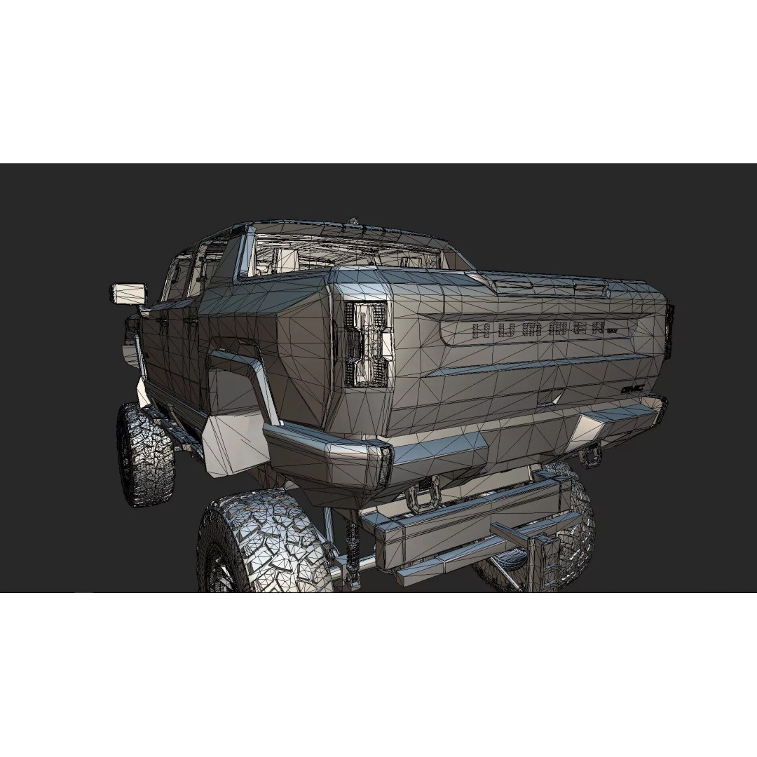 Hummer EV 3D Model – Lifted Monster Truck, Game Ready, Blender - View 32