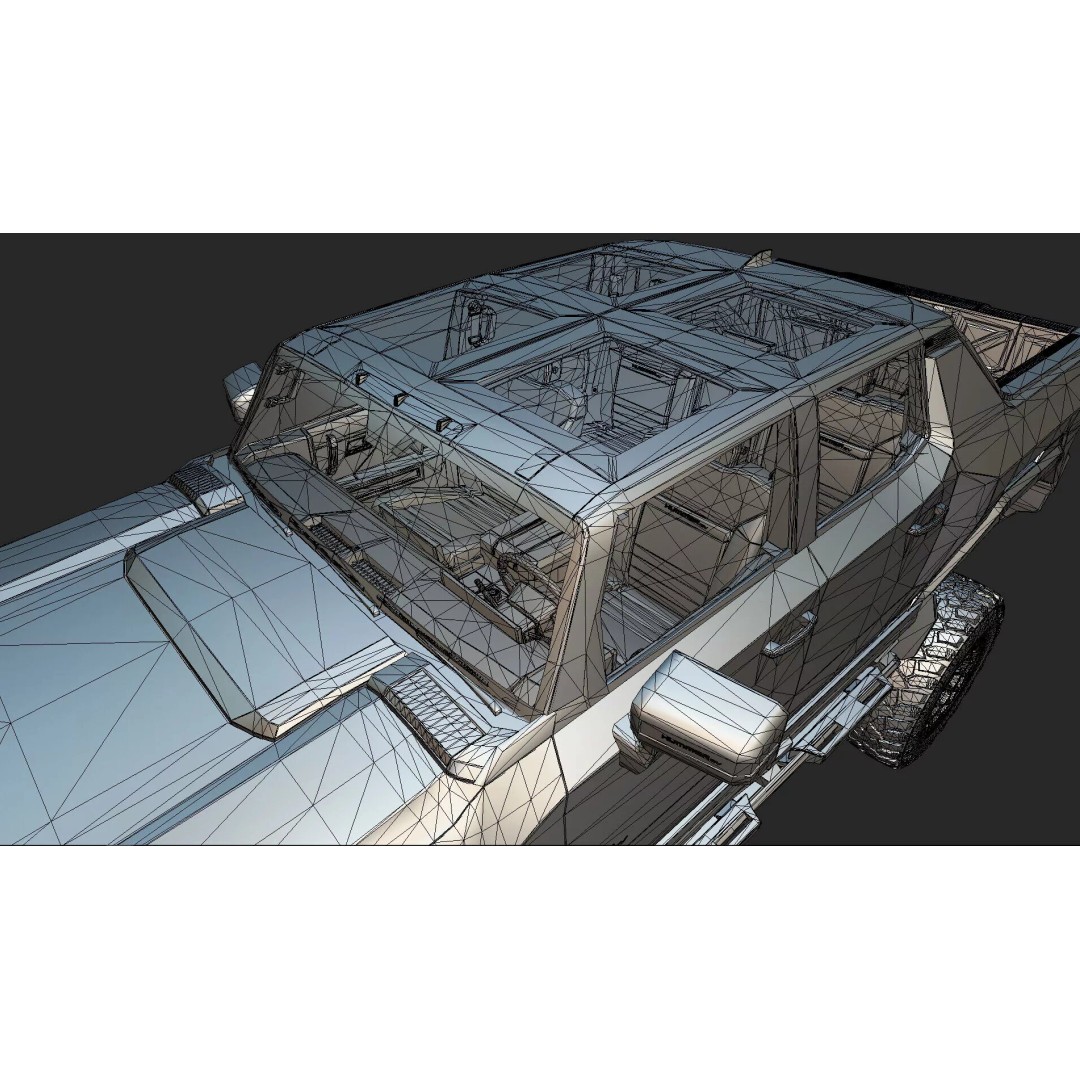 Hummer EV 3D Model – Lifted Monster Truck, Game Ready, Blender - View 33