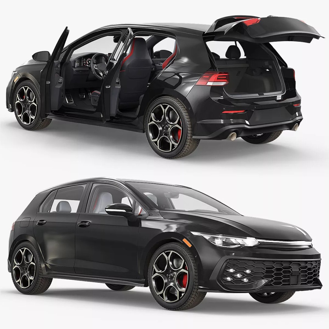 Compact Turbo Hatchback Car 3D Model – Rigged PBR Vehicle for Animation