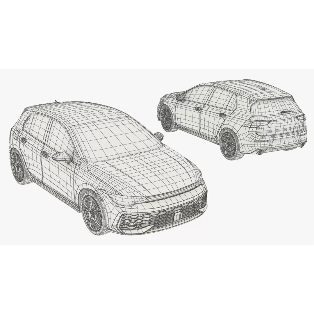 Compact Turbo Hatchback Car 3D Model – Rigged PBR Vehicle for Animation - View 18