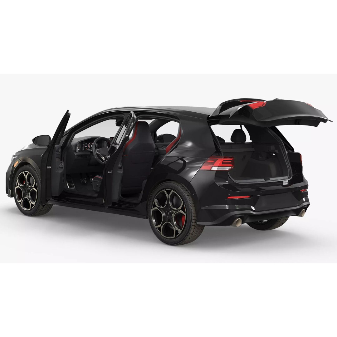Compact Turbo Hatchback Car 3D Model – Rigged PBR Vehicle for Animation - View 2