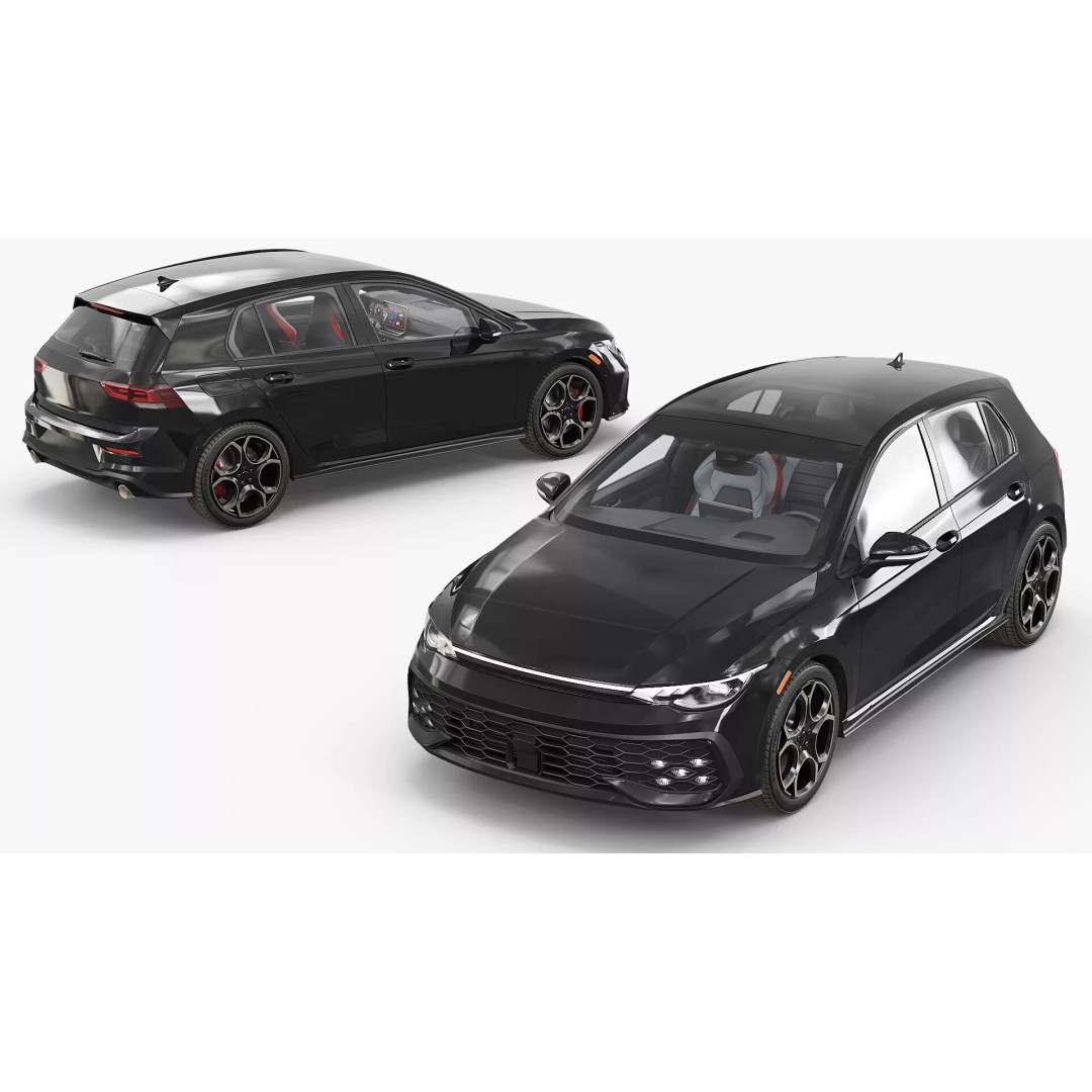 Compact Turbo Hatchback Car 3D Model – Rigged PBR Vehicle for Animation - View 7