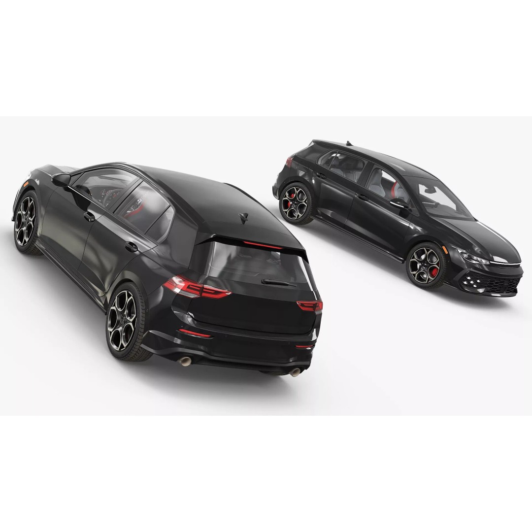 Compact Turbo Hatchback Car 3D Model – Rigged PBR Vehicle for Animation - View 8