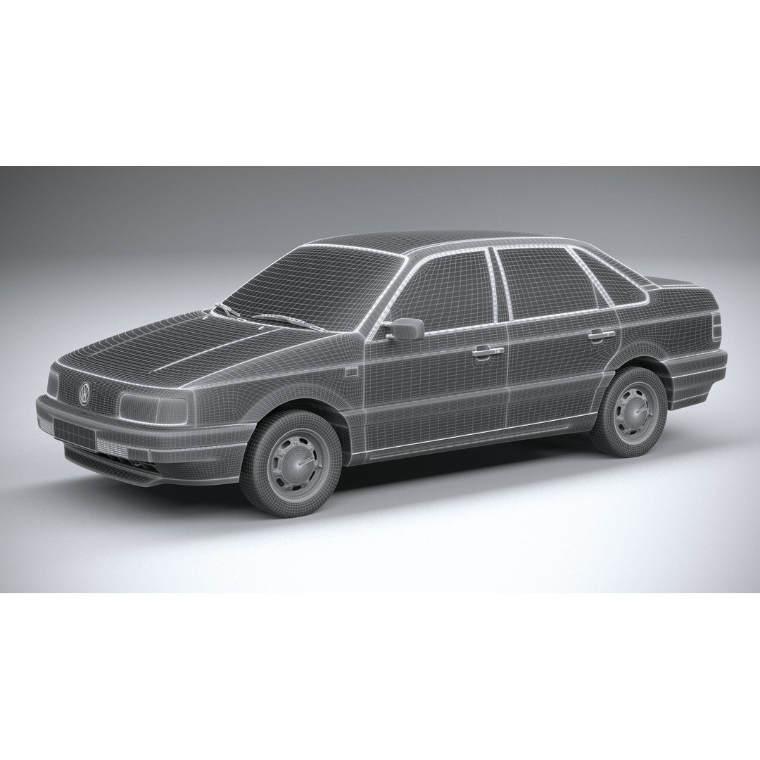 Volkswagen Passat B3 Sedan 3D Model – High Poly Classic Car, FBX, OBJ - View 29