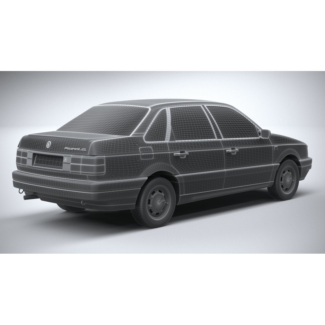 Volkswagen Passat B3 Sedan 3D Model – High Poly Classic Car, FBX, OBJ - View 30
