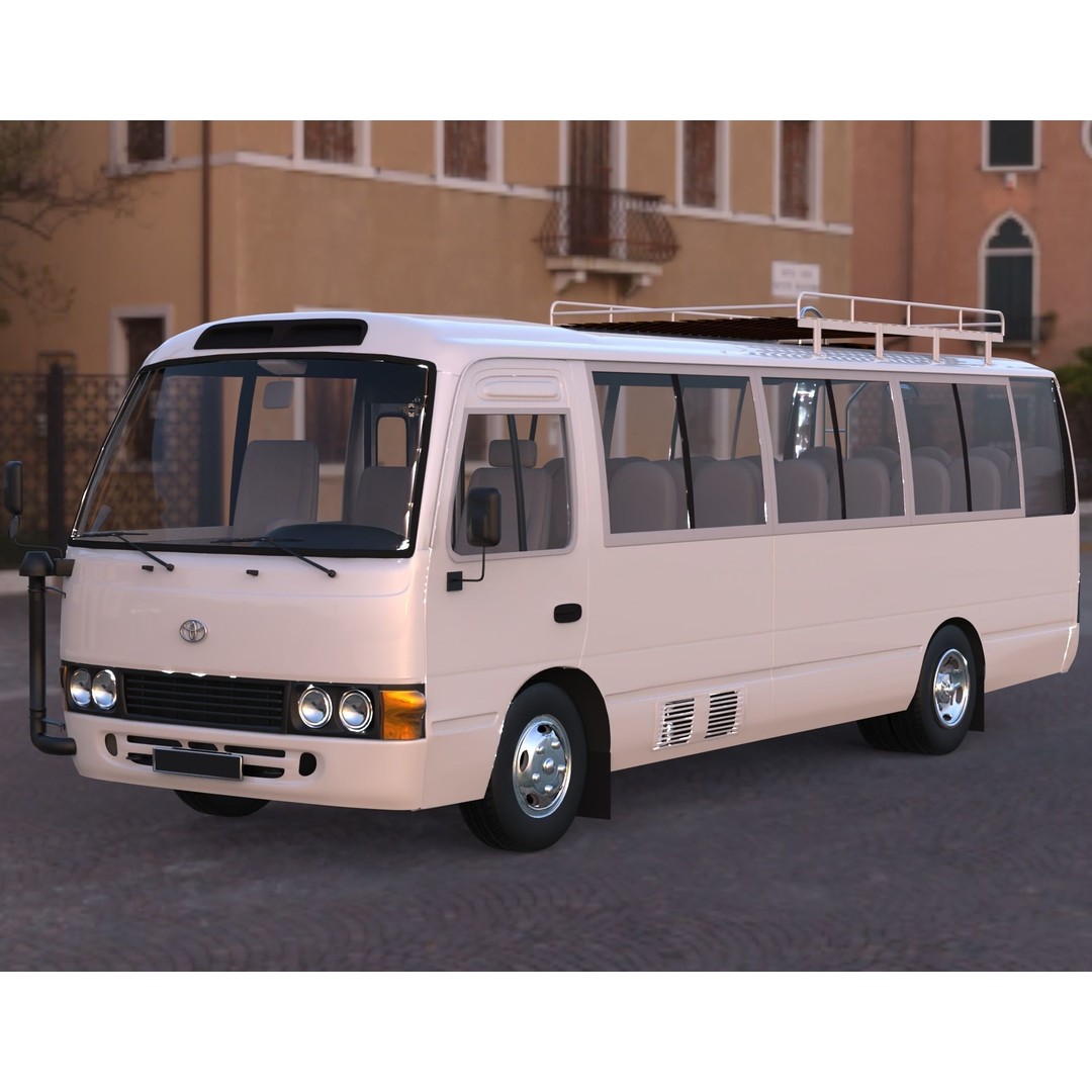 Toyota Coaster 3D Model – Low Poly Microbus Asset, FBX & Blender - View 10