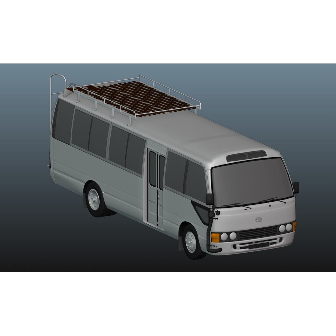 Toyota Coaster 3D Model – Low Poly Microbus Asset, FBX & Blender - View 11