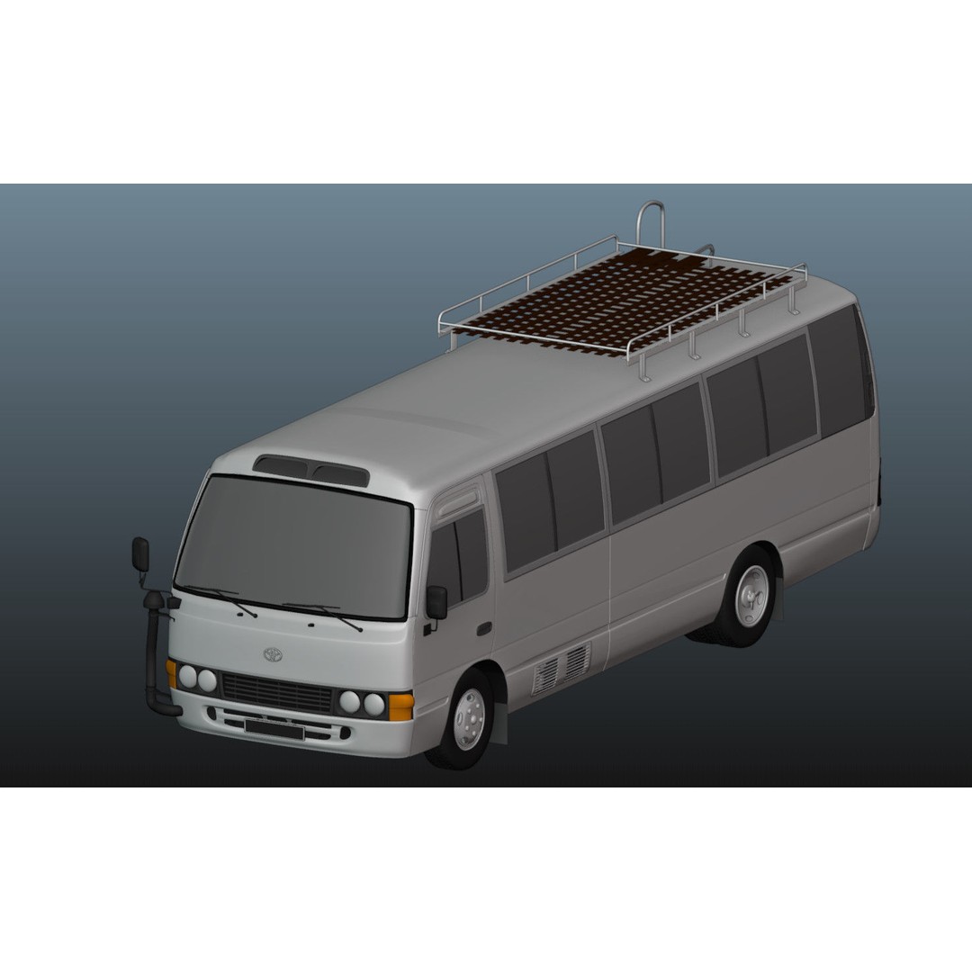 Toyota Coaster 3D Model – Low Poly Microbus Asset, FBX & Blender - View 12