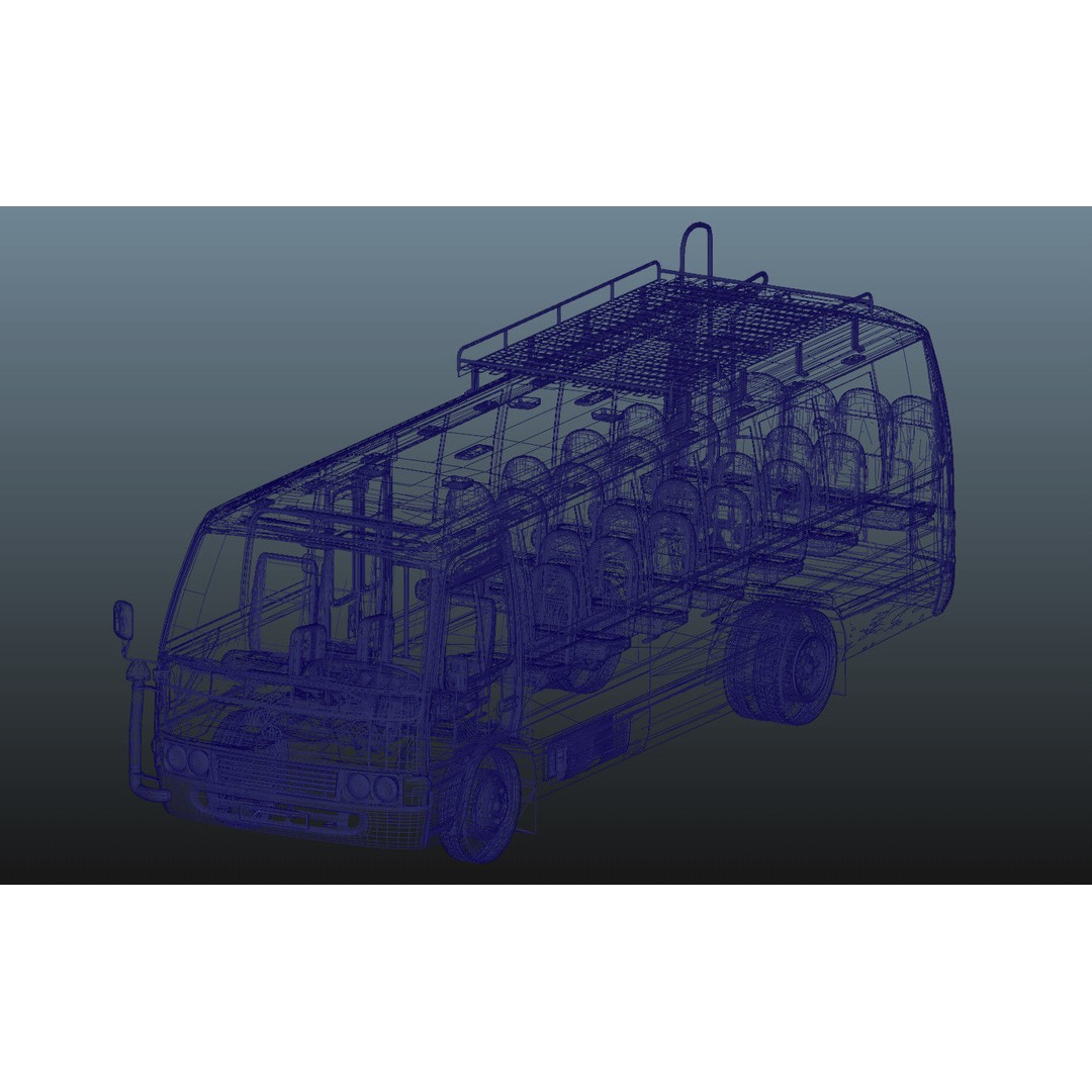 Toyota Coaster 3D Model – Low Poly Microbus Asset, FBX & Blender - View 19