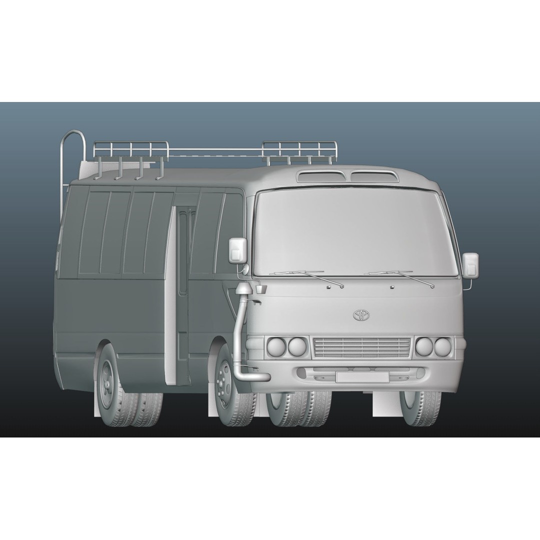 Toyota Coaster 3D Model – Low Poly Microbus Asset, FBX & Blender - View 21