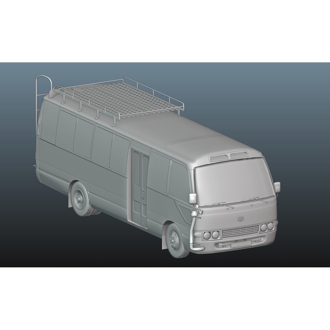 Toyota Coaster 3D Model – Low Poly Microbus Asset, FBX & Blender - View 22