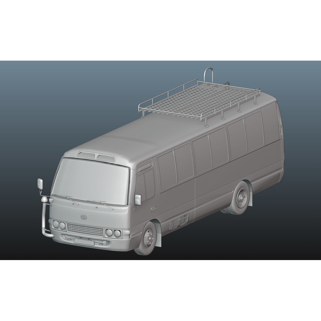 Toyota Coaster 3D Model – Low Poly Microbus Asset, FBX & Blender - View 24