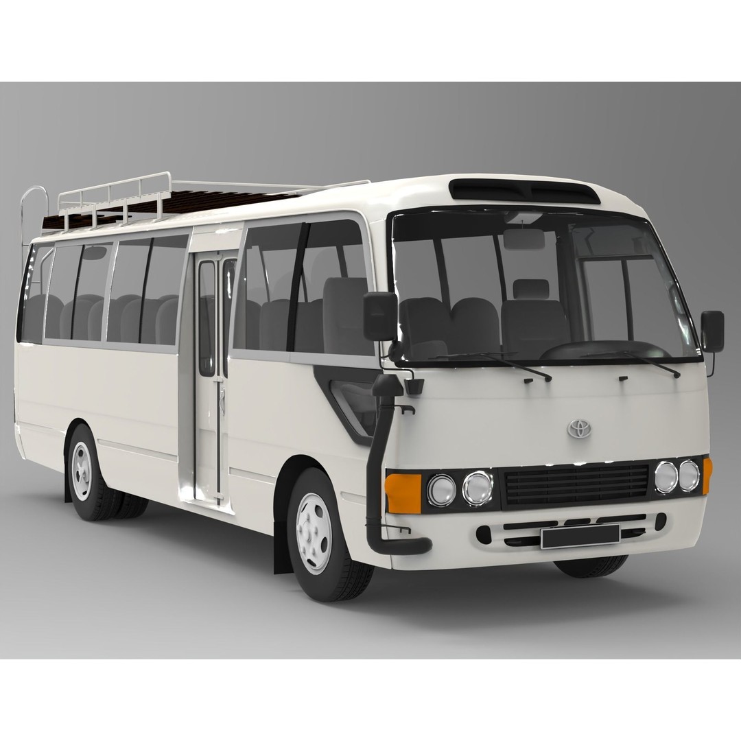 Toyota Coaster 3D Model – Low Poly Microbus Asset, FBX & Blender - View 3