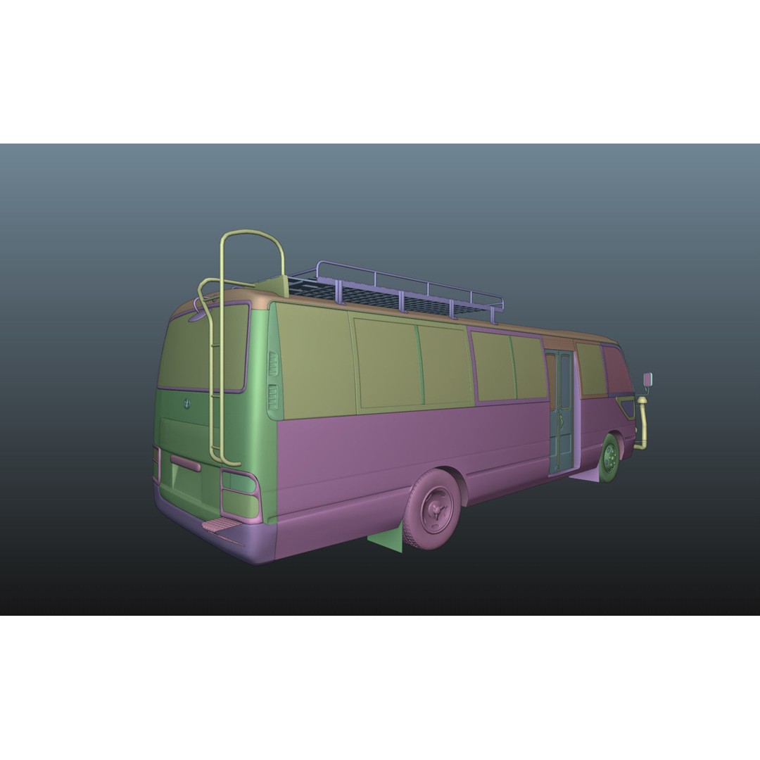 Toyota Coaster 3D Model – Low Poly Microbus Asset, FBX & Blender - View 30