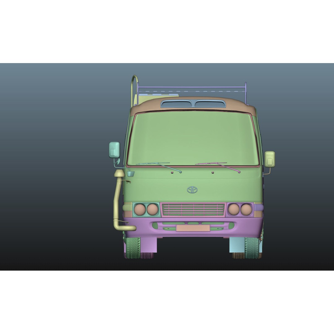 Toyota Coaster 3D Model – Low Poly Microbus Asset, FBX & Blender - View 31