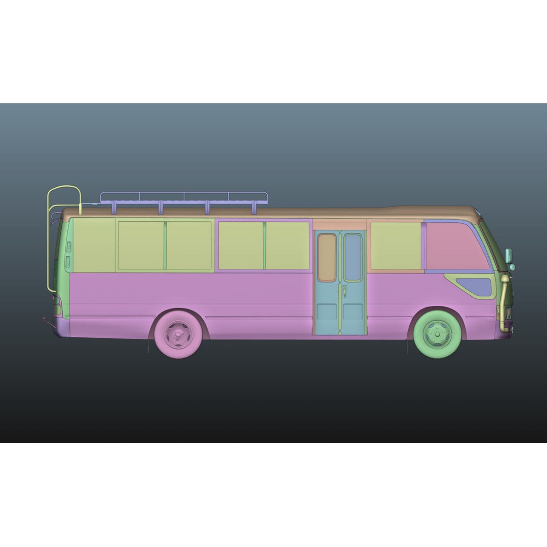 Toyota Coaster 3D Model – Low Poly Microbus Asset, FBX & Blender - View 33