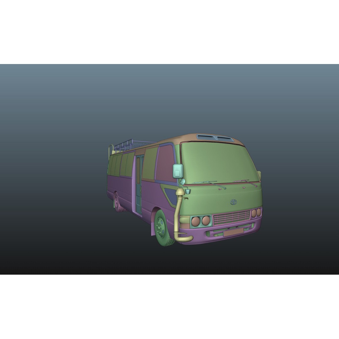 Toyota Coaster 3D Model – Low Poly Microbus Asset, FBX & Blender - View 35