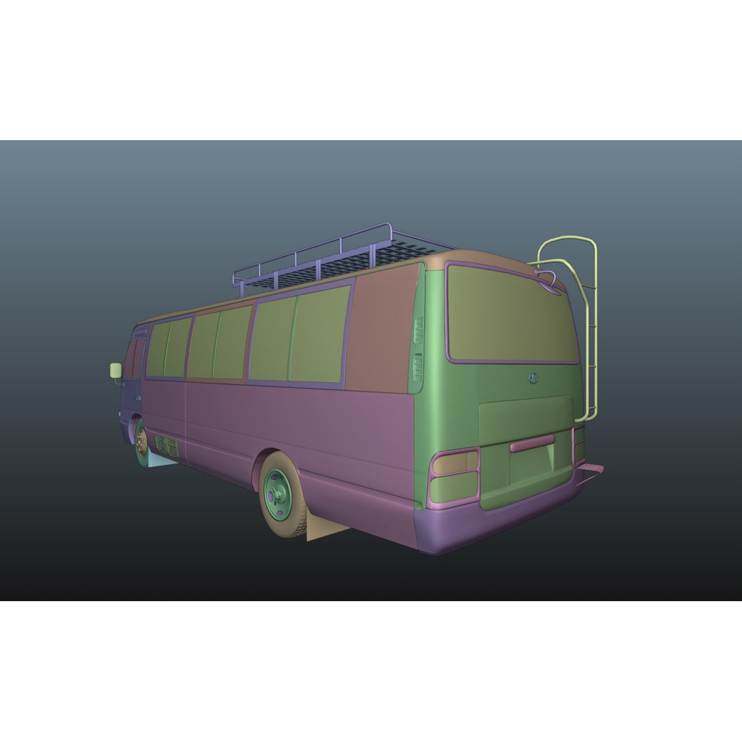 Toyota Coaster 3D Model – Low Poly Microbus Asset, FBX & Blender - View 36