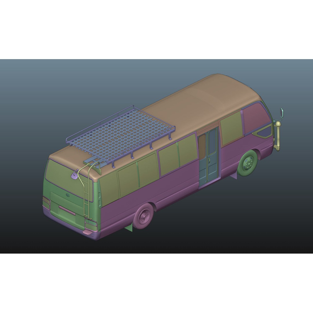 Toyota Coaster 3D Model – Low Poly Microbus Asset, FBX & Blender - View 37