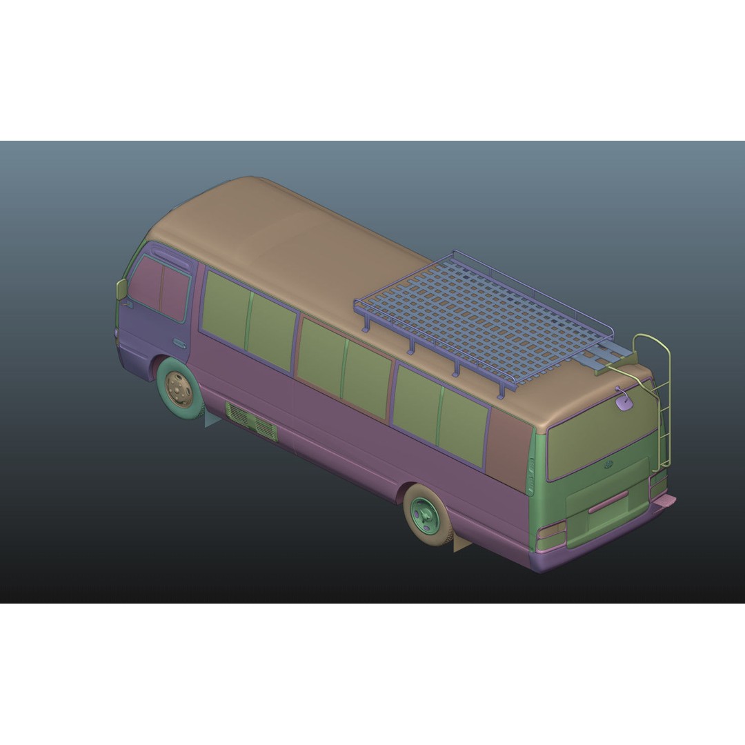 Toyota Coaster 3D Model – Low Poly Microbus Asset, FBX & Blender - View 38