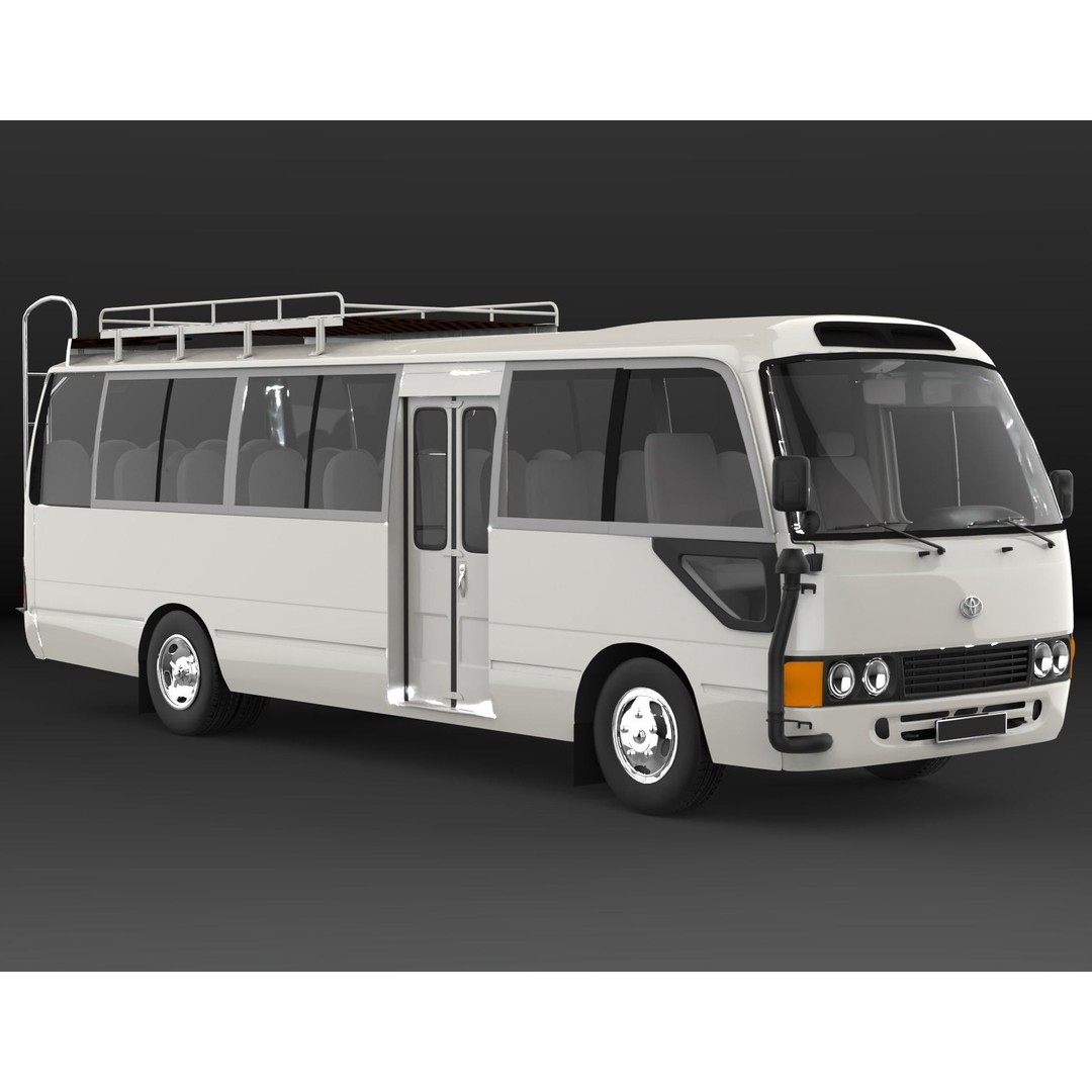 Toyota Coaster 3D Model – Low Poly Microbus Asset, FBX & Blender - View 4