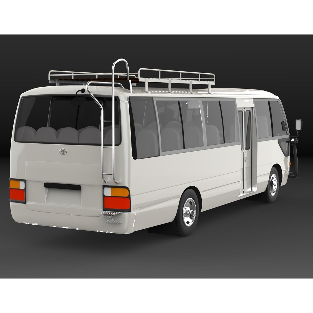 Toyota Coaster 3D Model – Low Poly Microbus Asset, FBX & Blender - View 5