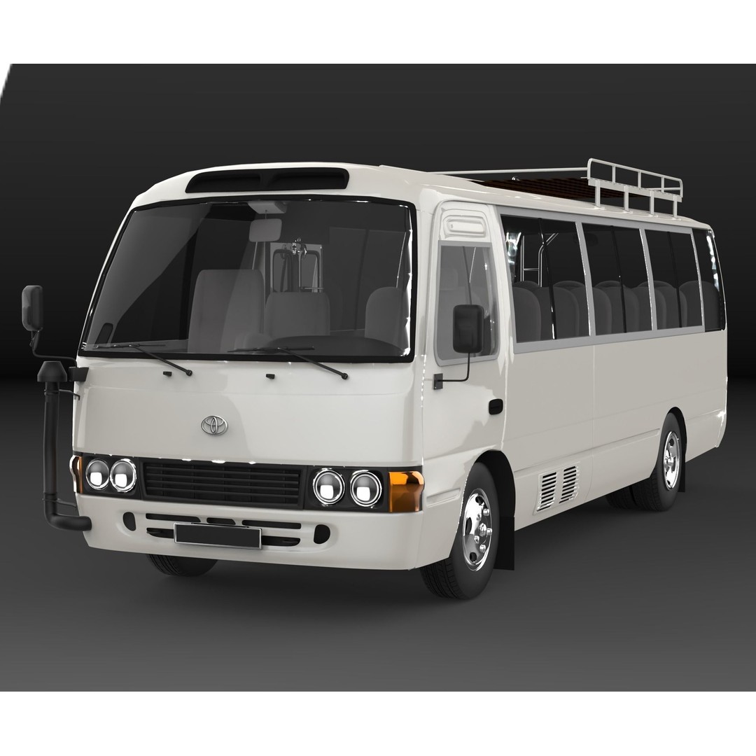 Toyota Coaster 3D Model – Low Poly Microbus Asset, FBX & Blender - View 6